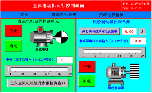 直流電動(dòng)機(jī)運(yùn)行控制畫(huà)面
